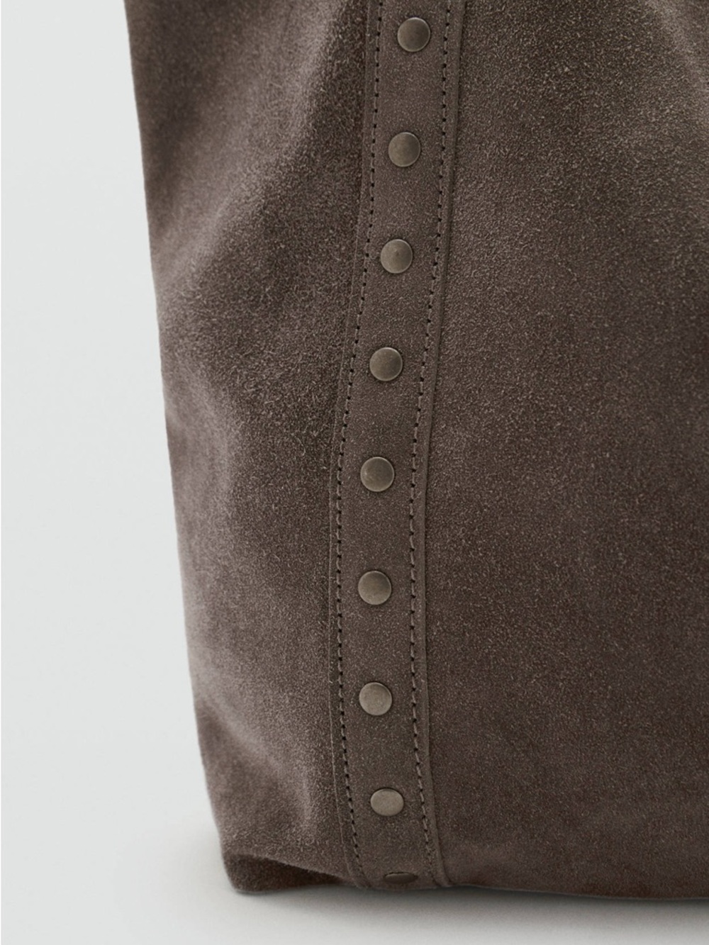 Mango Suede Studded Tote in Taupe Brown - Picture 2 of 7